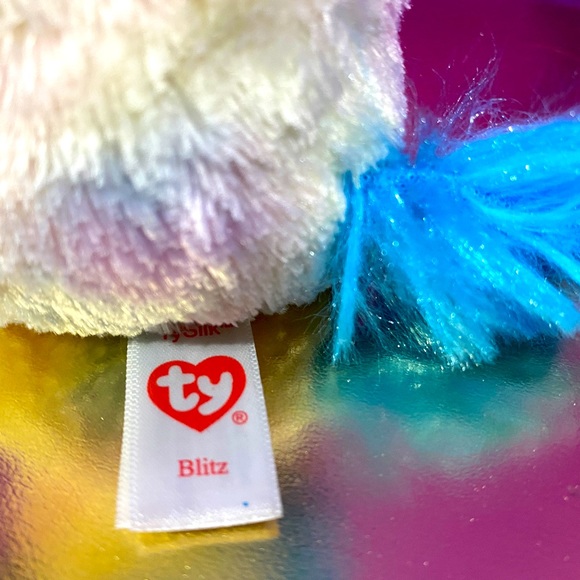 TYSILK BEANIE BOO BLITZ UNICORN SPARKLE BLUE EYES HOOVES & HORN TIE DYE  BODY - Picture 15 of 15